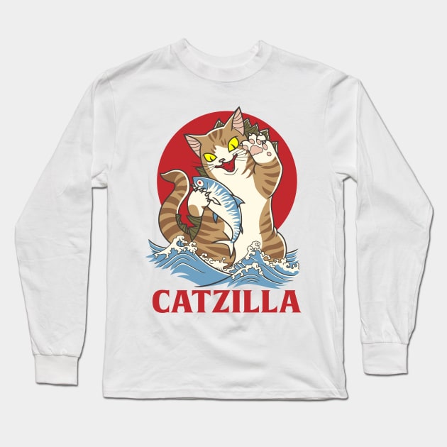 Catzilla! Long Sleeve T-Shirt by andrew_kelly_uk@yahoo.co.uk